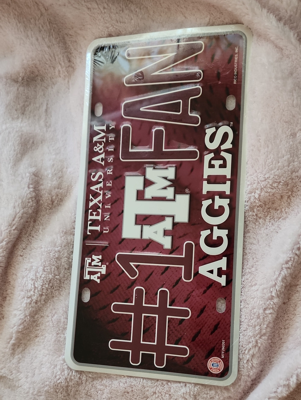 Aggies Maroon Vanity Plate. Metal New